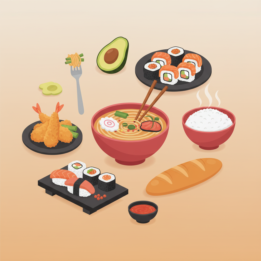 Wortschatzillustration zu 食べ物