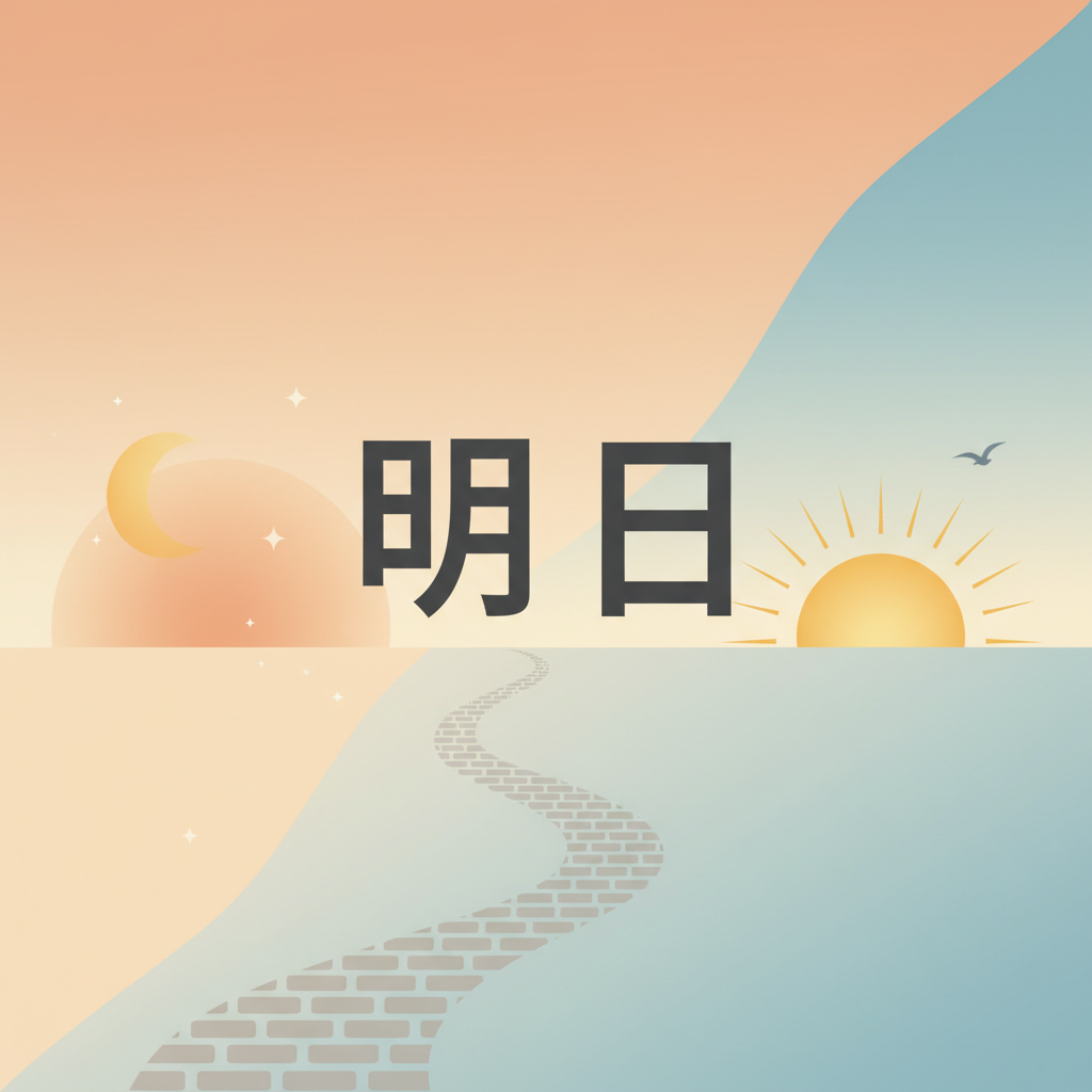 Wortschatzillustration zu 明日