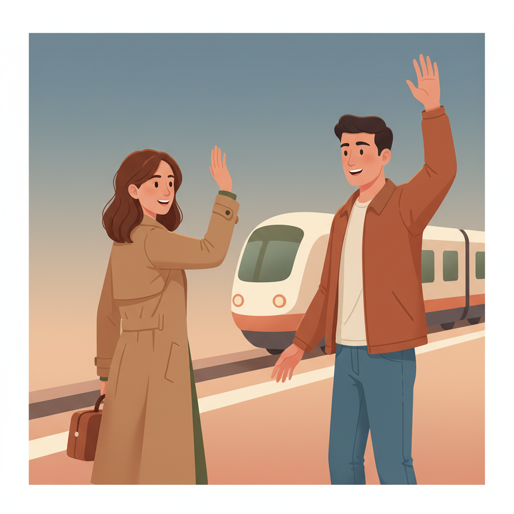 Wortschatzillustration zu Au revoir