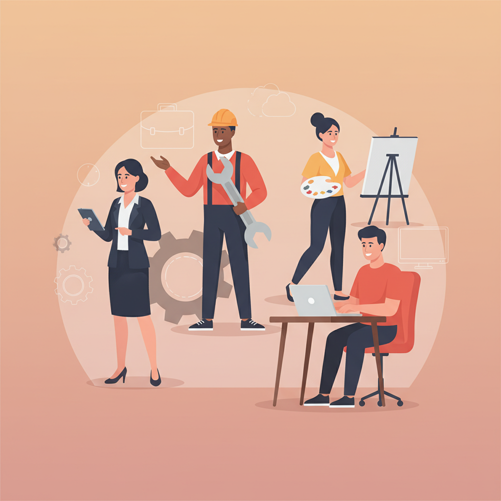 Wortschatzillustration zu Travail