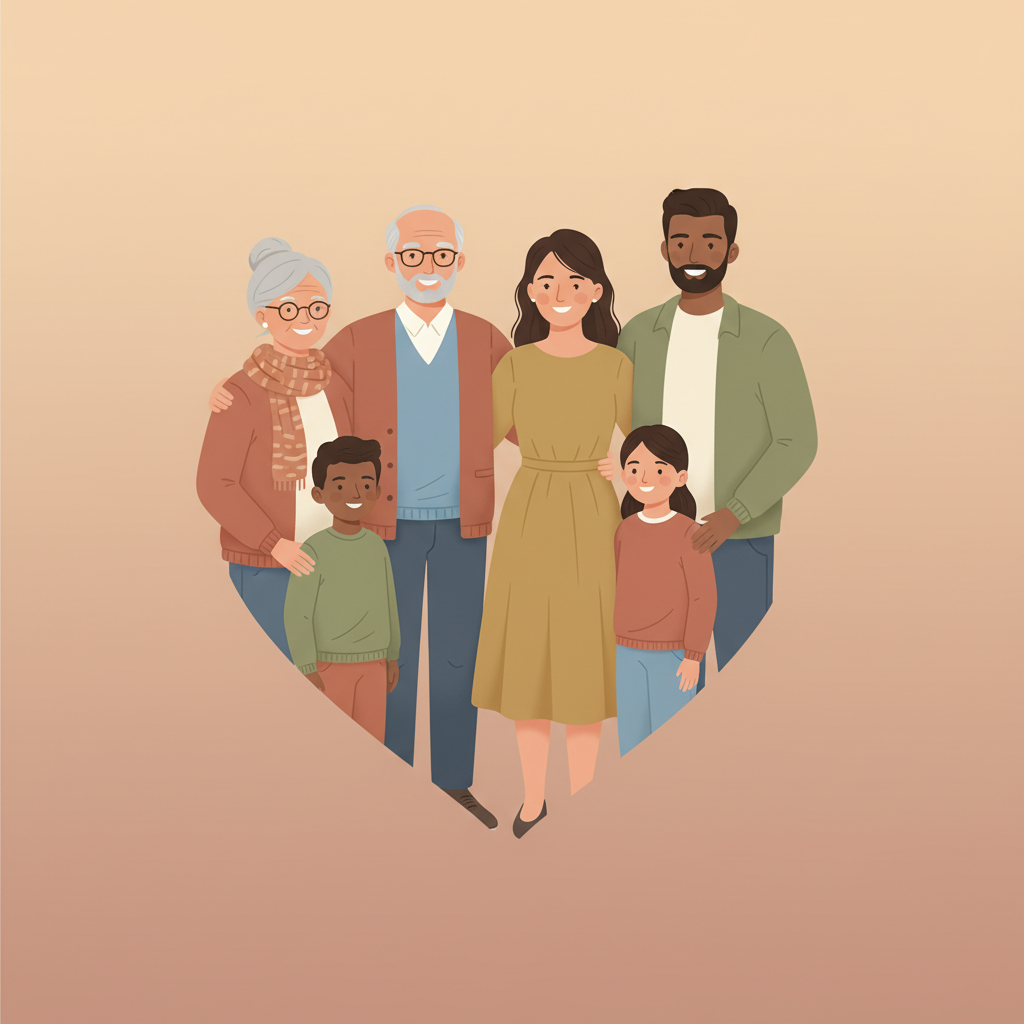 Wortschatzillustration zu Famille