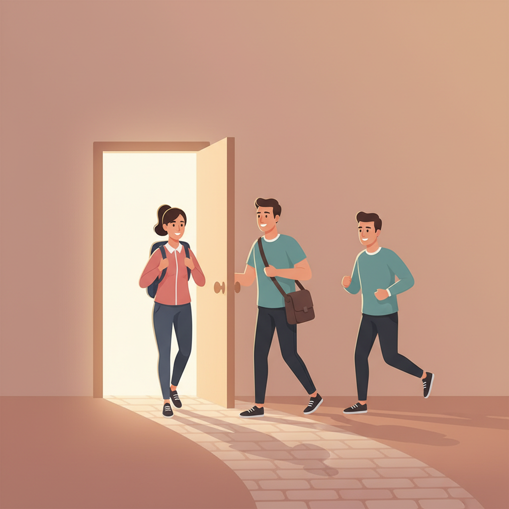 Wortschatzillustration zu Show up
