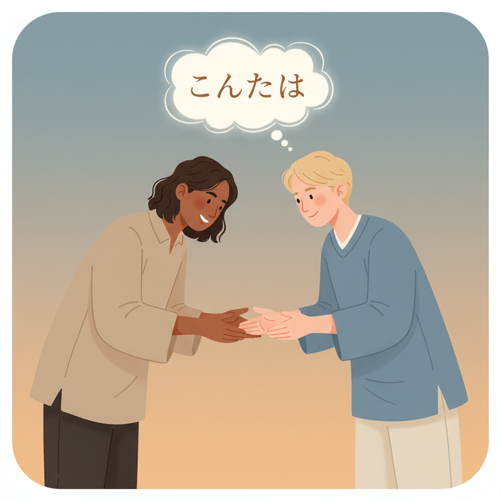 Wortschatzillustration zu こんにちは