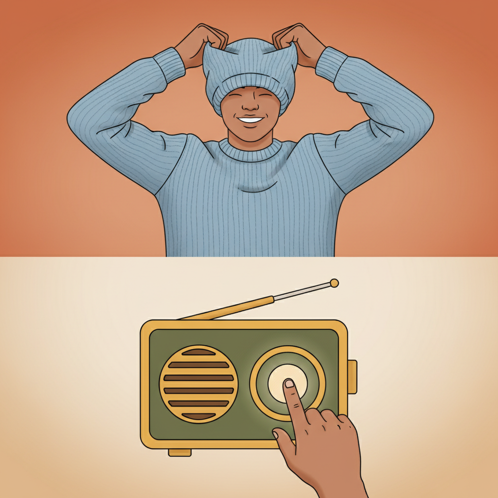 Wortschatzillustration zu Put on