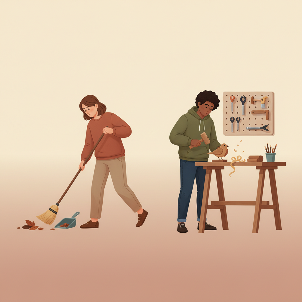 Wortschatzillustration zu する