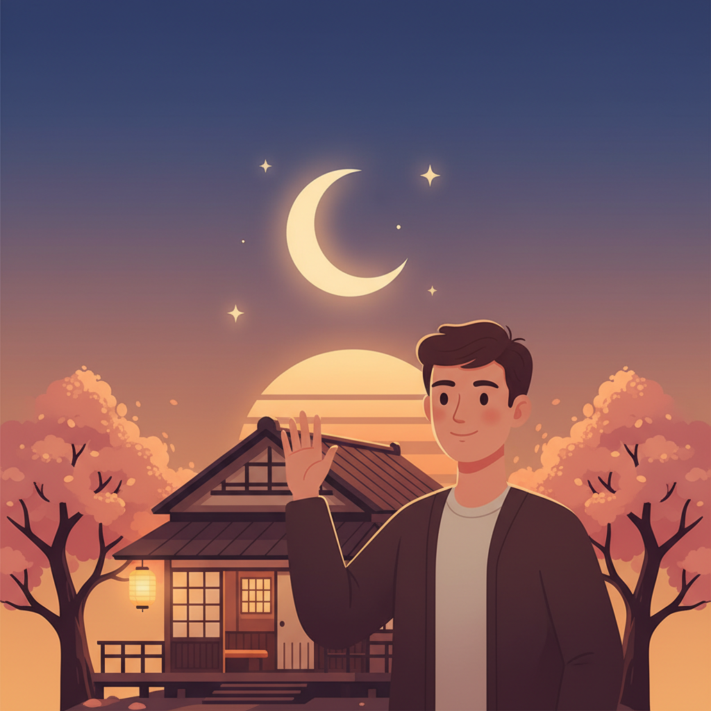 Wortschatzillustration zu こんばんは