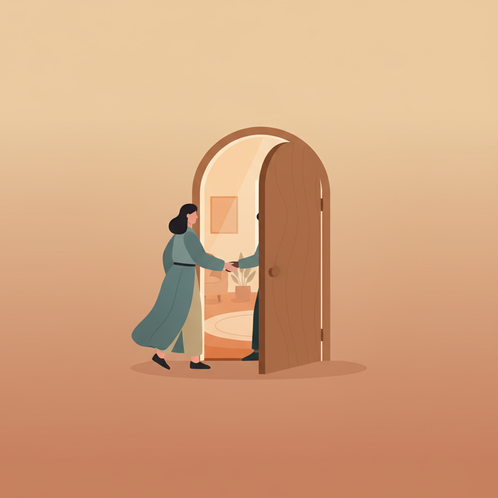 Wortschatzillustration zu Come in